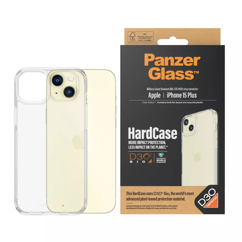 PanzerGlass ® HardCase transparant met D3O® iPhone 15 Plus, hoes, Apple, Apple - iPhone 15 Plus, transparant