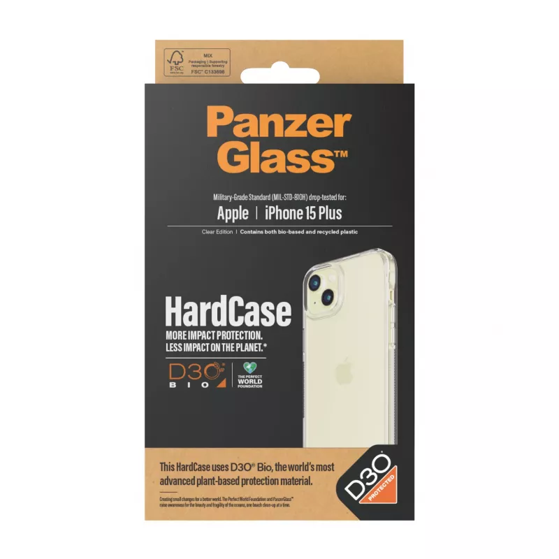 PanzerGlass ® HardCase transparant met D3O® iPhone 15 Plus, hoes, Apple, Apple - iPhone 15 Plus, transparant