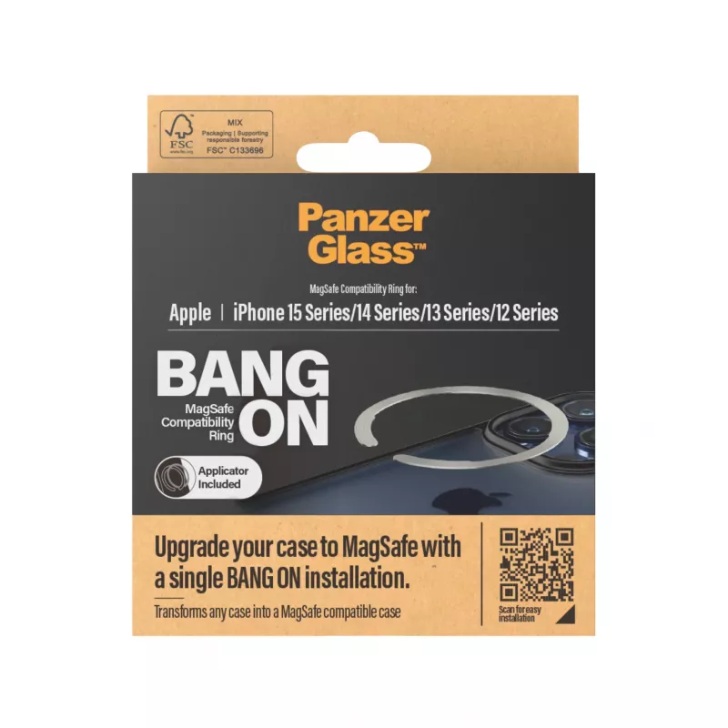 PanzerGlass Bang On MagSafe-compatibiliteitsring voor iPhone 12/13/14/15, transparant