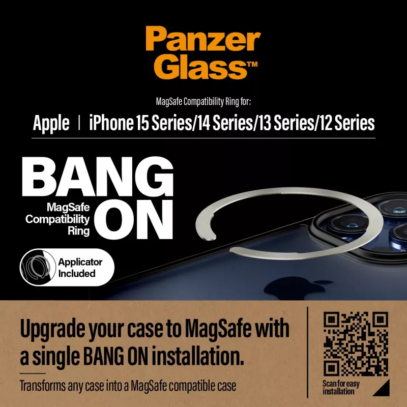 PanzerGlass Bang On MagSafe-compatibiliteitsring voor iPhone 12/13/14/15, transparant