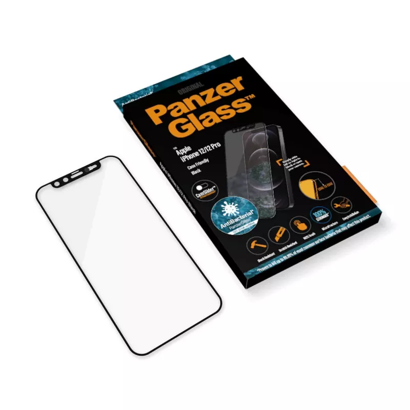 PanzerGlass CamSlider beeldschermbescherming voor Apple iPhone 12 / 12 Pro — randloos gehard glas, transparant, 6,1 inch