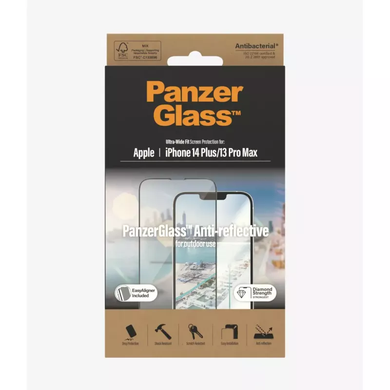 PanzerGlass ® antireflecterende beeldschermbescherming iPhone 14 Plus | 13 Pro Max | Ultra-Wide Fit met EasyAligner