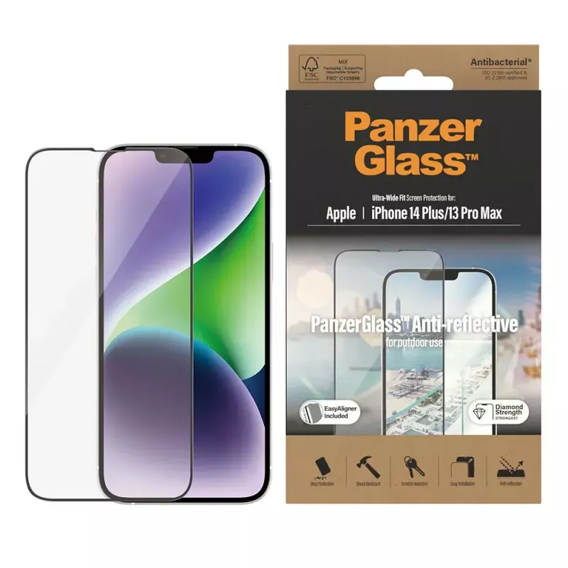 PanzerGlass ® antireflecterende beeldschermbescherming iPhone 14 Plus | 13 Pro Max | Ultra-Wide Fit met EasyAligner