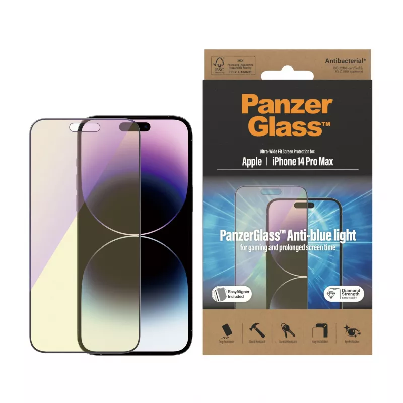 PanzerGlass ® anti-blauwlicht beeldschermbescherming iPhone 14 Pro Max | Ultra-Wide Fit met EasyAligner