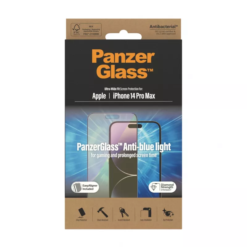 PanzerGlass ® anti-blauwlicht beeldschermbescherming iPhone 14 Pro Max | Ultra-Wide Fit met EasyAligner