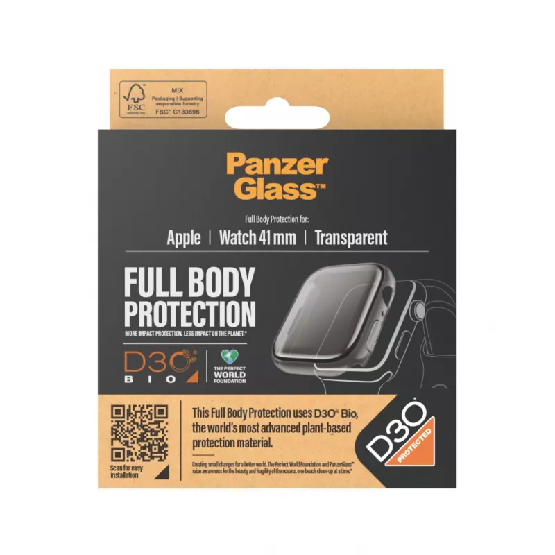 PanzerGlass displaybeschermfolie Full Body Apple Watch Series 9 41mm transparant