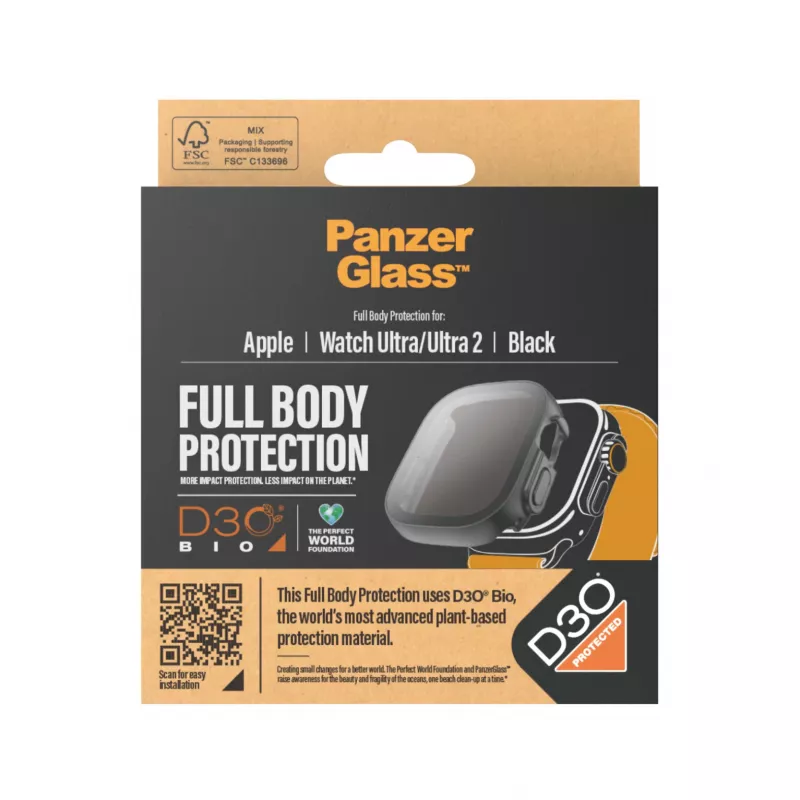 PanzerGlass ® displaybeschermfolie Full Body met D3O® Apple Watch Ultra | 49mm | zwart