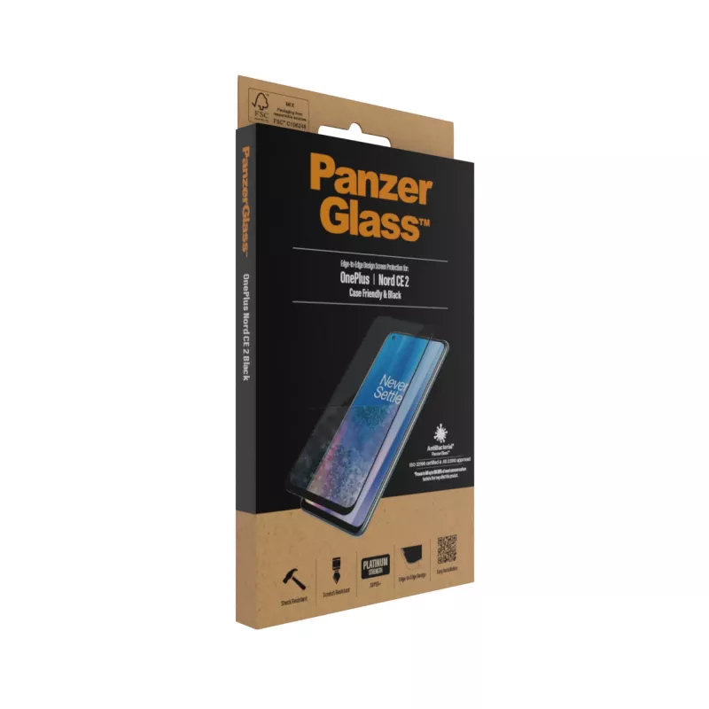 Schermbescherming PanzerGlass OnePlus Nord 2 CE krasvast stootvast antibacterieel