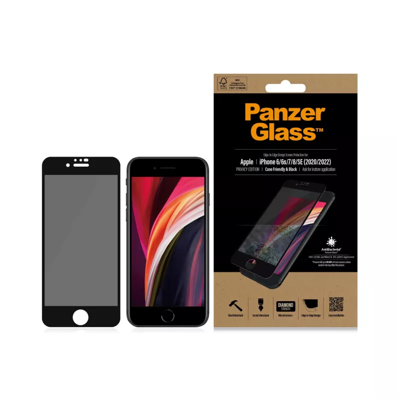 PanzerGlass ® privacyfolie iPhone SE (2020/2022) | 8 | 7 | 6 | 6s | Edge-to-Edge