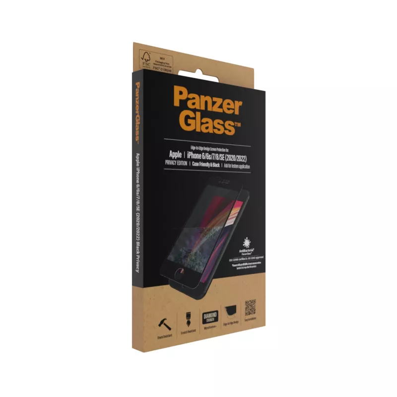 PanzerGlass ® privacyfolie iPhone SE (2020/2022) | 8 | 7 | 6 | 6s | Edge-to-Edge