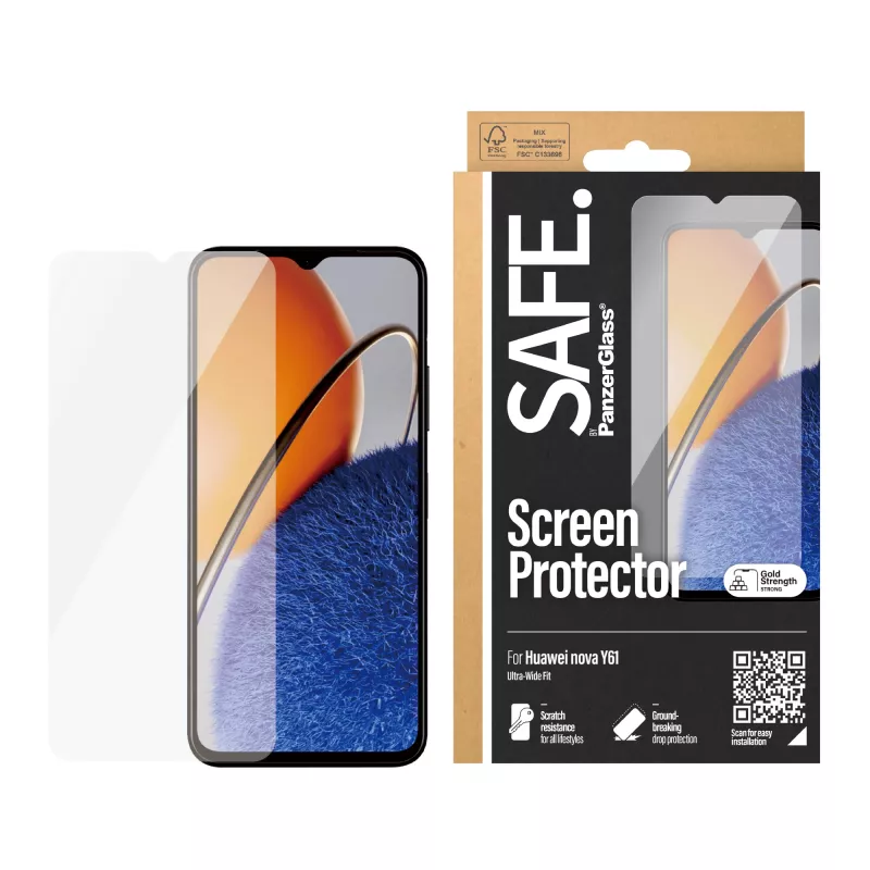 PanzerGlass SAFE. by ® displaybeschermfolie Huawei Nova Y61 | Ultra-Wide Fit