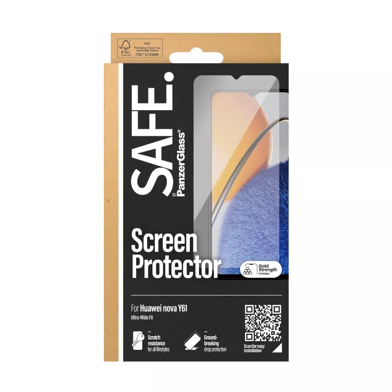 PanzerGlass SAFE. by ® displaybeschermfolie Huawei Nova Y61 | Ultra-Wide Fit