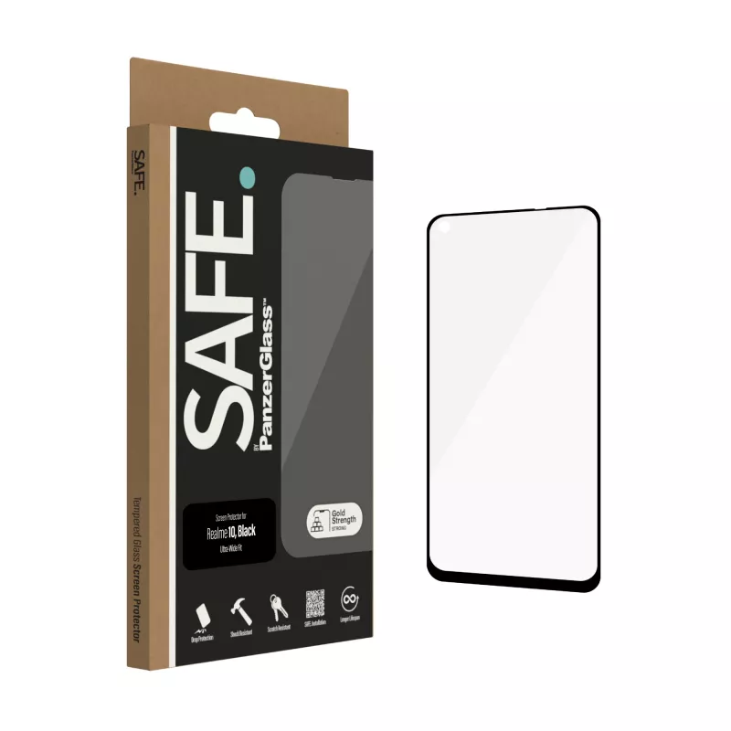 Gehard Panzerglas PanzerGlass SAFE voor Realme 10 — Ultra-Wide Fit, zwart