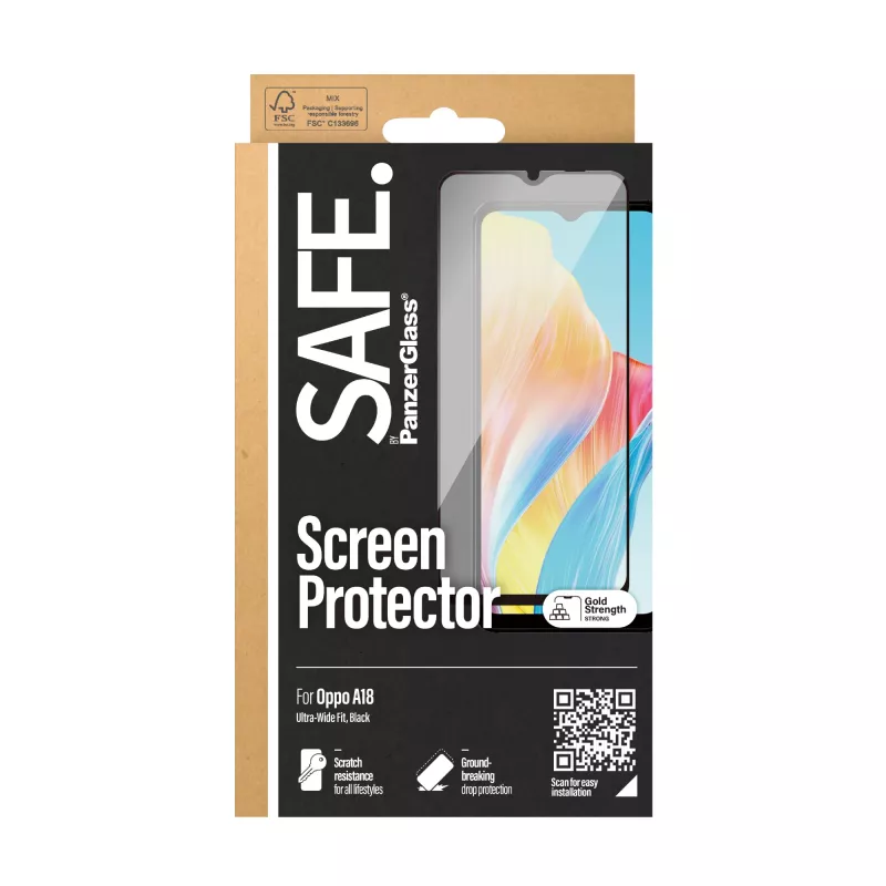PanzerGlass SAFE. by ® Displayschermbescherming Oppo A18 | Ultra-Wide Fit