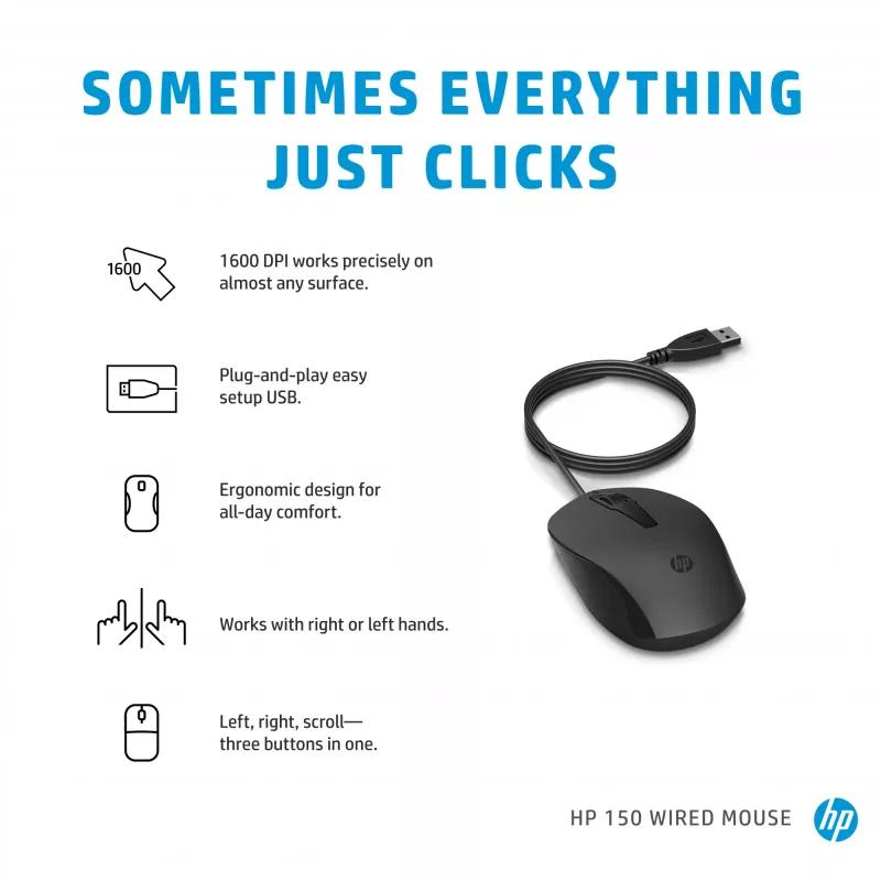 Muis HP 150 bedraad USB Type-A