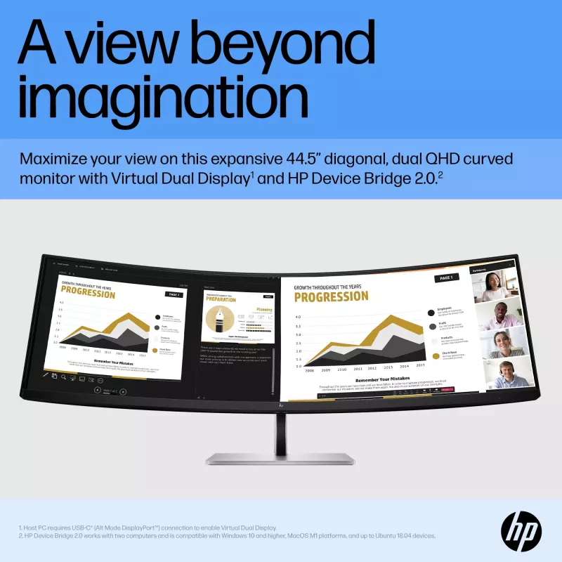 Monitor HP E45c G5 45 inch curved display LCD DQHD-resolutie