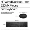 Bedrade toetsenbord-muisset HP 320MK – USB, membraantoetsenbord, zwart
