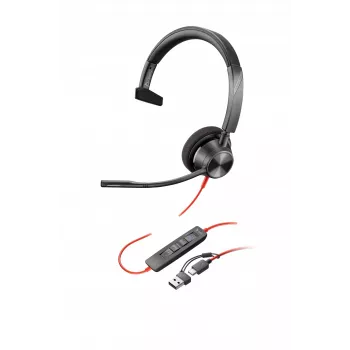 HP Poly Blackwire 3310 Microsoft Teams Certified headset +USB-C/A-adapter TAA