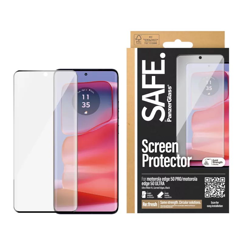 PanzerGlass SAFE. by ® beeldschermbeschermfolie Motorola edge 50 Pro | Ultra | Ultra-Wide Fit