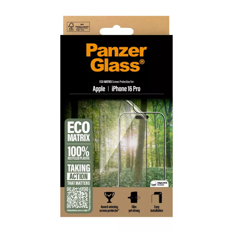 PanzerGlass ® ECO MATRIX beeldschermbescherming iPhone 16 Pro | Ultra-Wide Fit