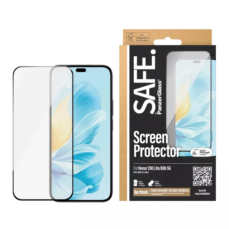 PanzerGlass SAFE. by ® displaybescherming Honor 200 Lite | X8b 5G | Ultra-Wide Fit