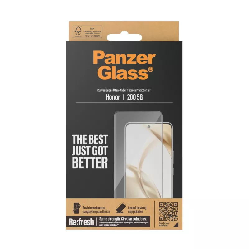 PanzerGlass displaybeschermingsfolie Honor 200 5G Ultra-Wide Fit krasvast stootvast