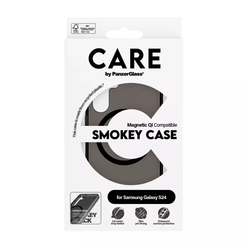 PanzerGlass CARE™ by ® Urban Combat Case Smokey met zwart Qi-compatibel Samsung Galaxy S24
