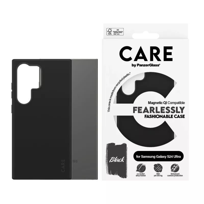 PanzerGlass CARE™ by ® hoes zwart met Qi-compatibel Samsung Galaxy S24 Ultra