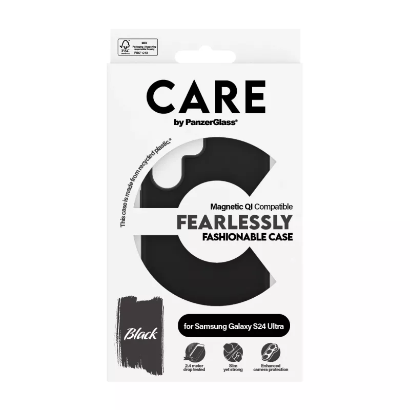 PanzerGlass CARE™ by ® hoes zwart met Qi-compatibel Samsung Galaxy S24 Ultra