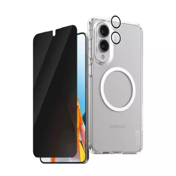 PanzerGlass beschermset Flagship 3-in-1: hoes, privacy-panzerglas, cameralensbescherming voor Samsung Galaxy S25 Edge