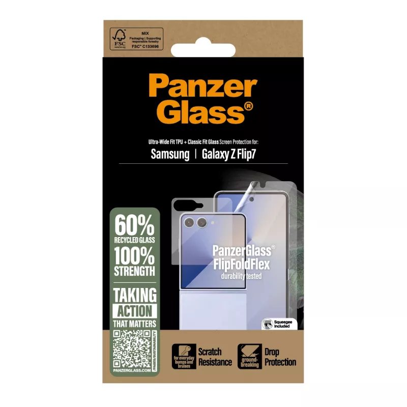 PanzerGlass beschermset FlipFoldFlex 2-in-1 Classic Fit glas + Ultra-Wide TPU-folie voor Samsung