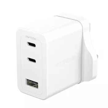 PanzerGlass empower™ by ® Turbo 70W meervoudige oplader incl. 2 x USB-C + USB-A | UK-stekker | zilverwit