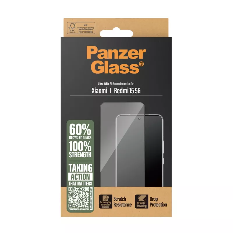 PanzerGlass ® screenprotector Xiaomi Redmi 15 5G | Ultra-Wide Fit