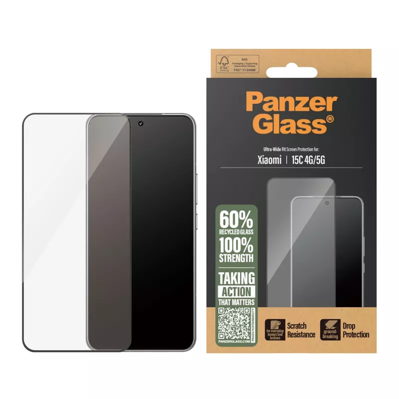 PanzerGlass® displaybeschermingsfolie Xiaomi 15C 4G | 5G | Ultra-Wide Fit