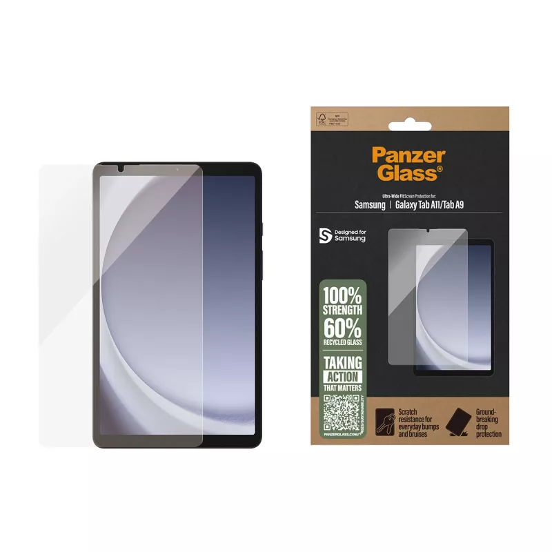 PanzerGlass® displaybescherming Samsung Galaxy Tab A11 | Tab A9 | Ultra-Wide Fit