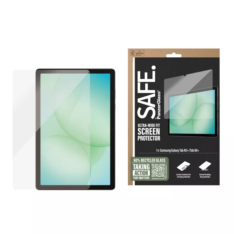 PanzerGlass SAFE. by ® displaybescherming Samsung Galaxy Tab A11+ | Tab A9+ | Ultra-Wide Fit