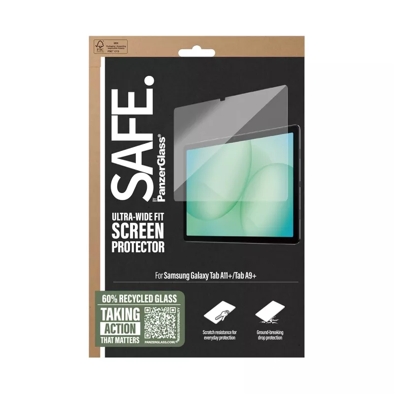 PanzerGlass SAFE. by ® displaybescherming Samsung Galaxy Tab A11+ | Tab A9+ | Ultra-Wide Fit