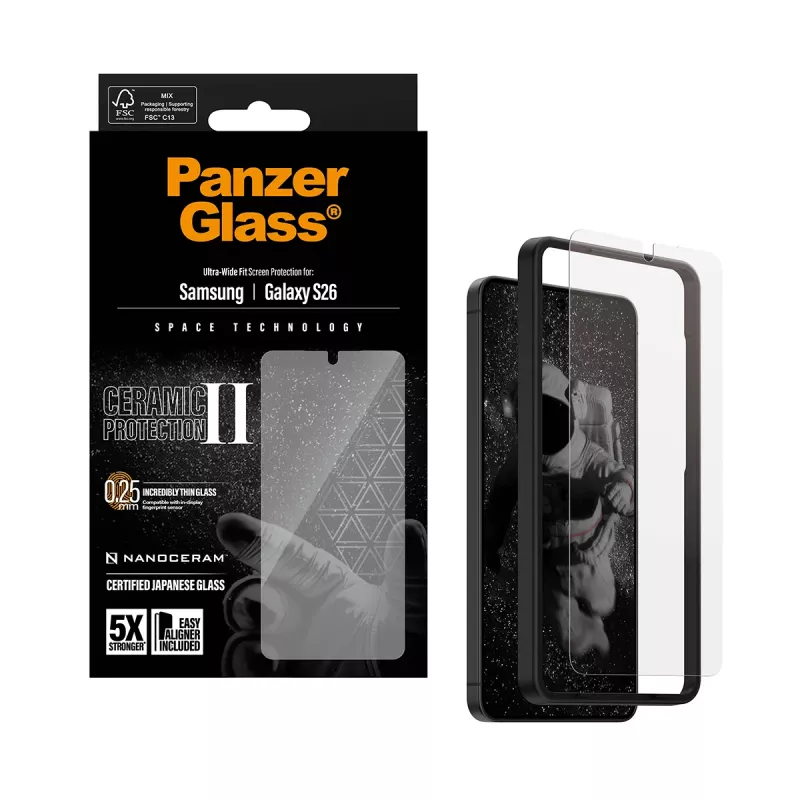 PanzerGlass® keramische displaybescherming Samsung Galaxy S26 | Ultra-Wide Fit met EasyAligner