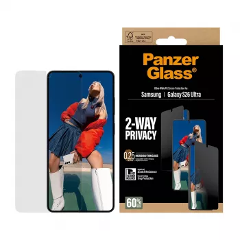 Beeldschermbescherming PanzerGlass 2-Way privacy voor Samsung Galaxy S26 Ultra — PET-privacyfilter, EasyAligner, 1 stuk