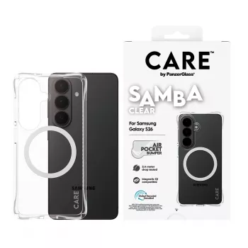 Beschermhoes PanzerGlass CARE Samba transparant met wit Qi voor Samsung Galaxy S26