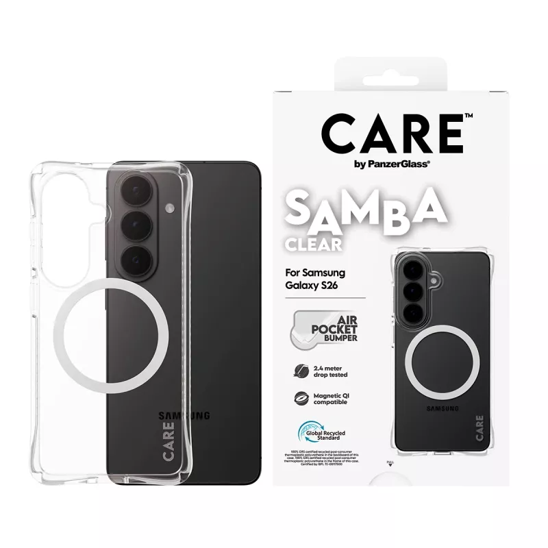 Beschermhoes PanzerGlass CARE Samba transparant met wit Qi voor Samsung Galaxy S26