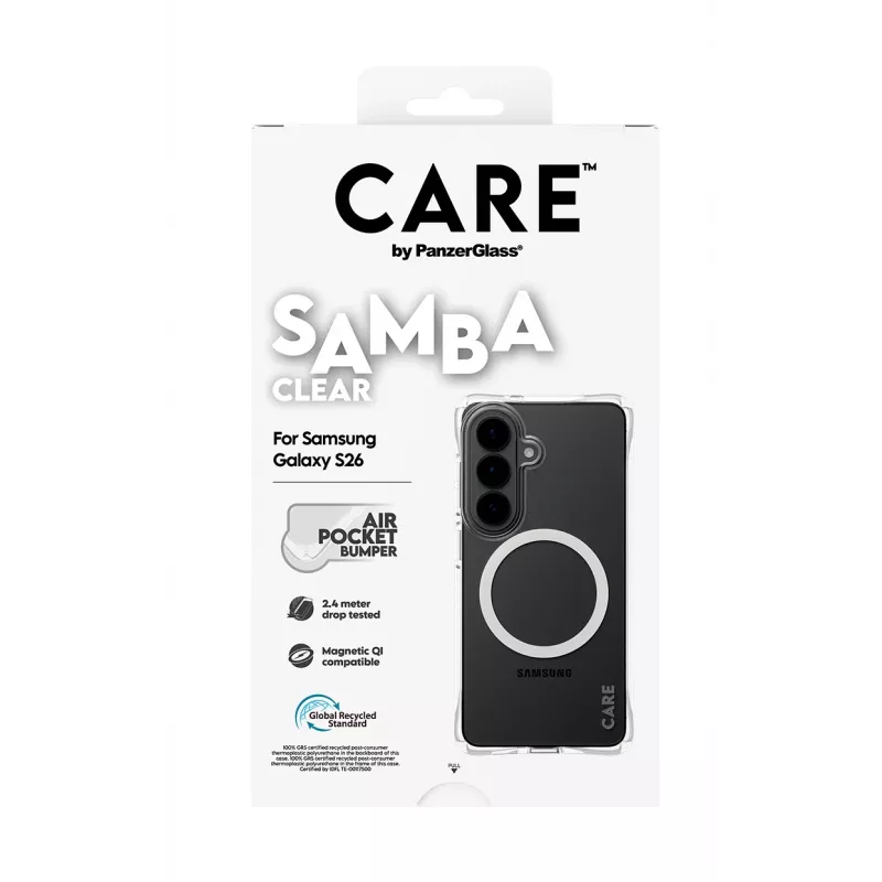 Beschermhoes PanzerGlass CARE Samba transparant met wit Qi voor Samsung Galaxy S26