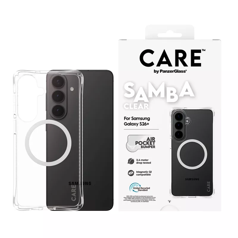 PanzerGlass CARE™ by ® Samba hoesje transparant met White Qi Samsung Galaxy S26+