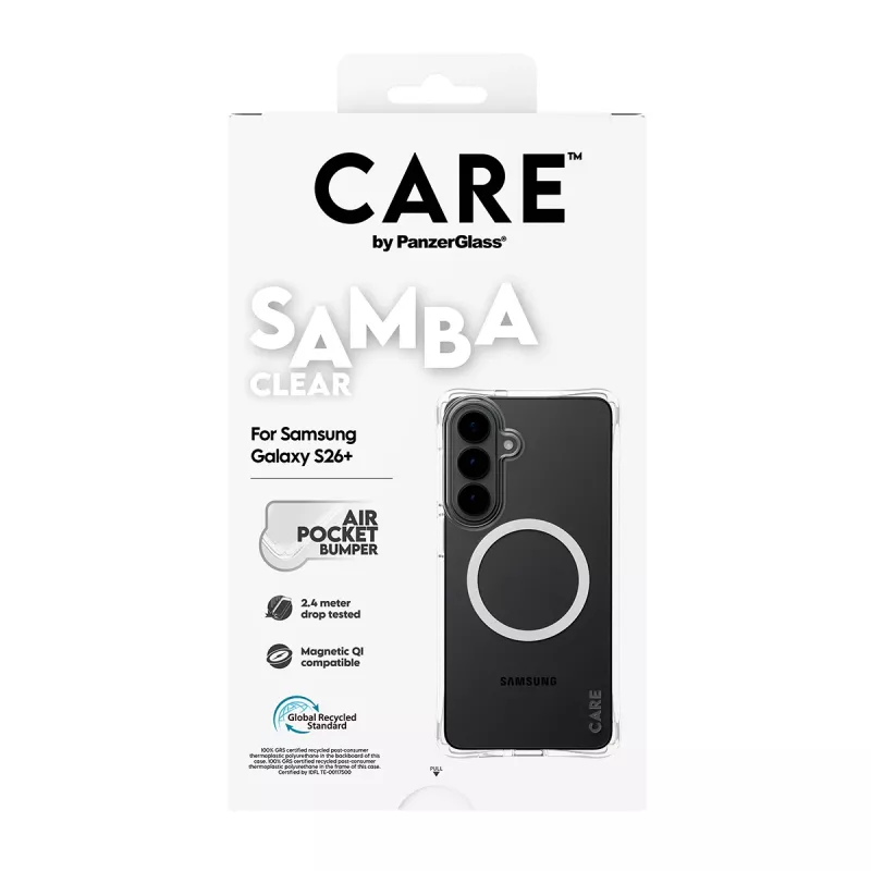 PanzerGlass CARE™ by ® Samba hoesje transparant met White Qi Samsung Galaxy S26+