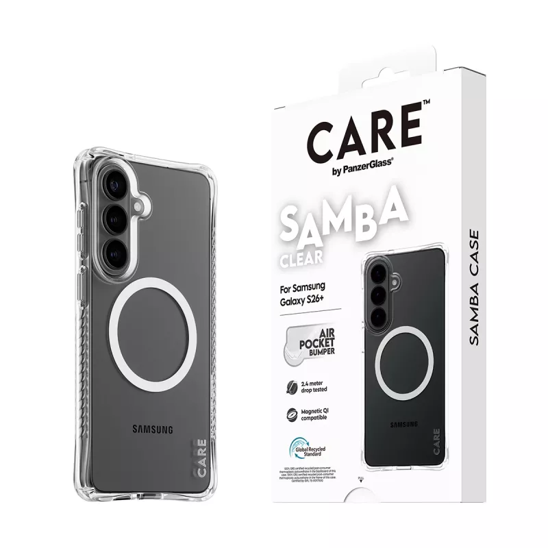 PanzerGlass CARE™ by ® Samba hoesje transparant met White Qi Samsung Galaxy S26+