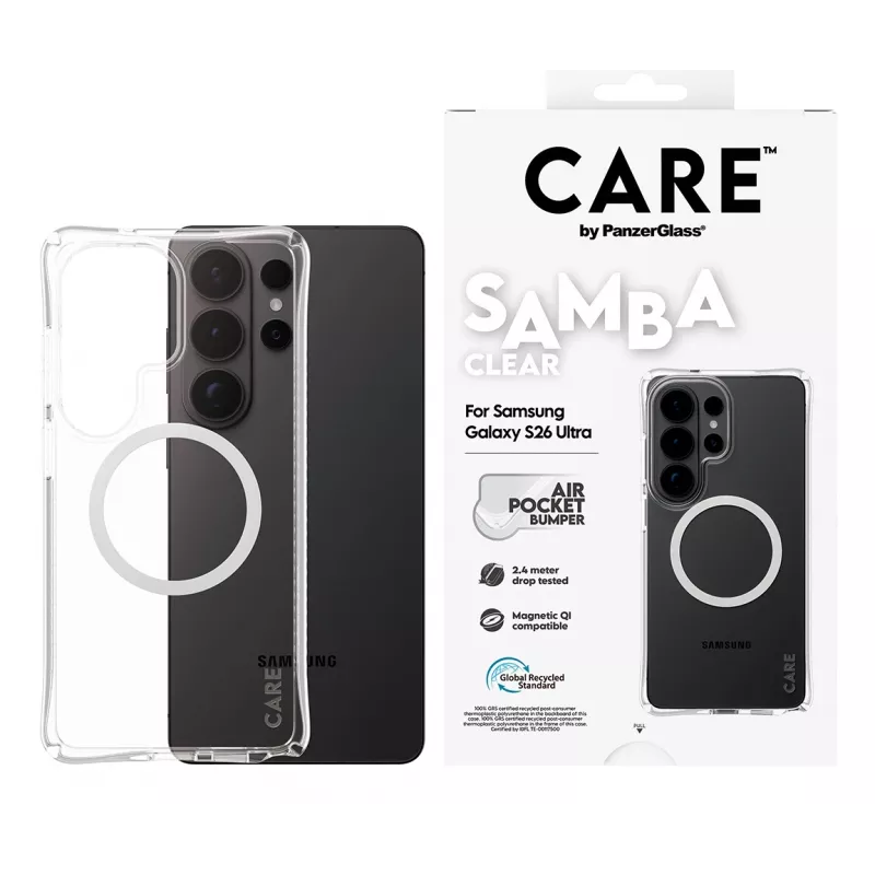 PanzerGlass CARE™ by ® Samba hoesje transparant met White Qi Samsung Galaxy S26 Ultra