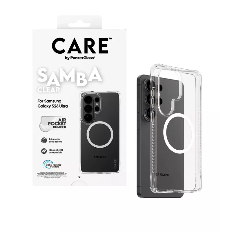 PanzerGlass CARE™ by ® Samba hoesje transparant met White Qi Samsung Galaxy S26 Ultra