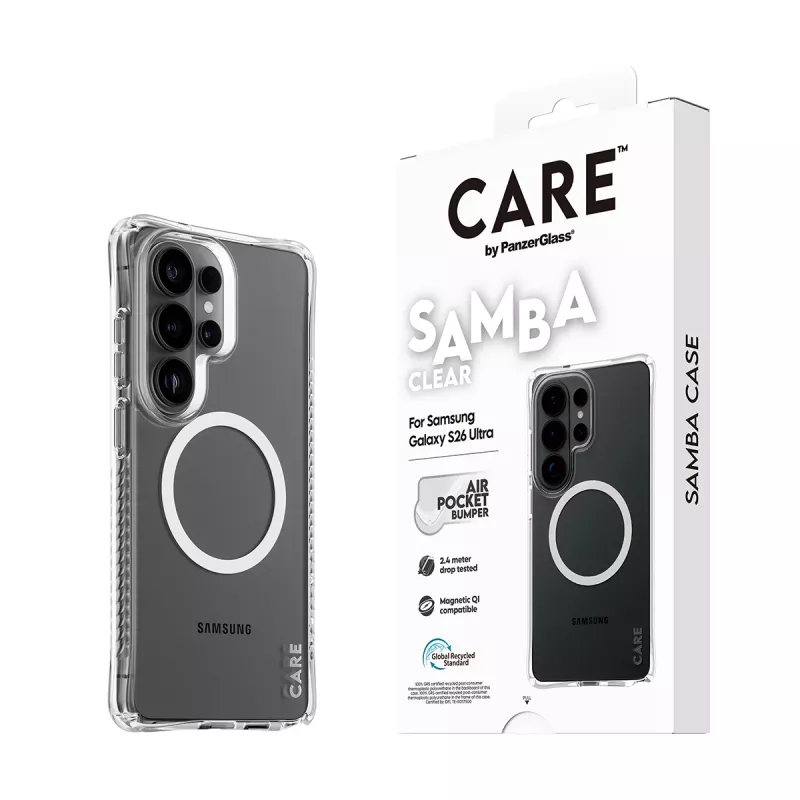 PanzerGlass CARE™ by ® Samba hoesje transparant met White Qi Samsung Galaxy S26 Ultra
