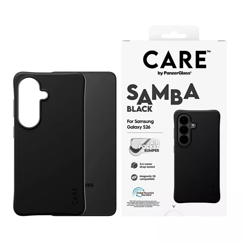 PanzerGlass CARE™ by ® Samba Case zwart met Qi Samsung Galaxy S26