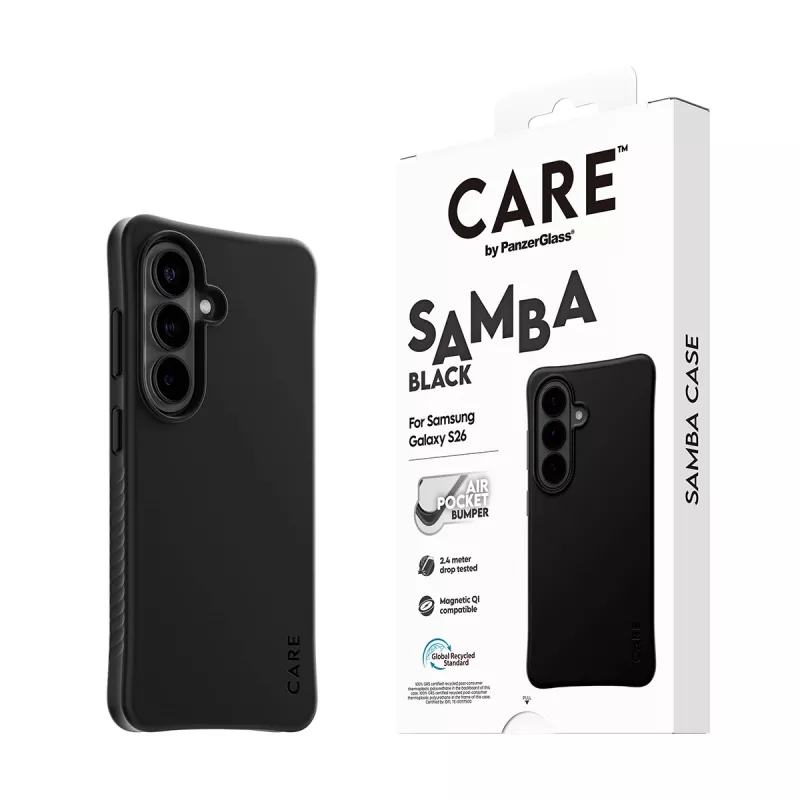 PanzerGlass CARE™ by ® Samba Case zwart met Qi Samsung Galaxy S26